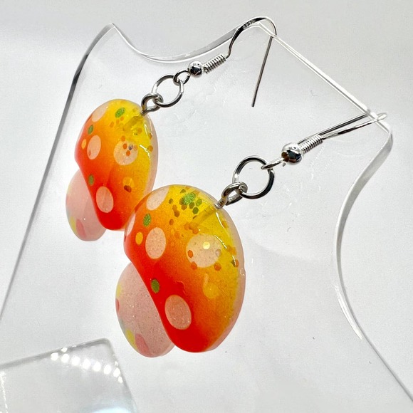 Mushroom Earrings - Glitter Earrings - Nature Earrings - Camping Earrings - Picture 5 of 10
